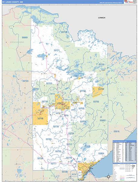 St. Louis County, MN Zip Code Map